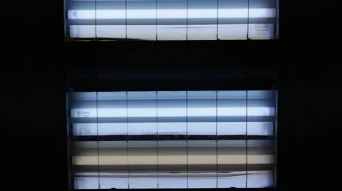 Bright Neon Blinking Fluorescent Lamp, Flickering Stock Footage 54462899