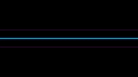 Bright Neon Blue Horizontal Line with Two Purple Glow Lines on Dark Backgroun Stock Footage 339398806