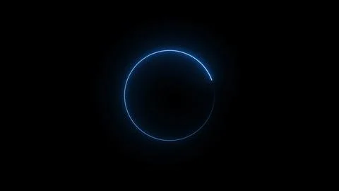 Bright neon blue ring glowing in dark background abstract circle light effe.. Stockillustratie