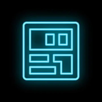 Bright neon blue web layout symbol glowing in the dark Illustrazione stock