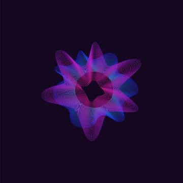 Bright neon circle waves abstract effect vector illustration isolated. Stock Illustration