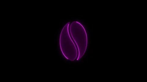 Bright neon coffee bean glowing in dark background, animation of food symbo.. Stock Footage 345550255