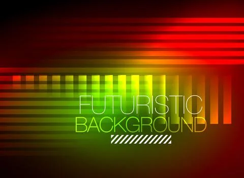 Bright neon color techno abstract background, shiny glowing neon lines in the Stock Illustration