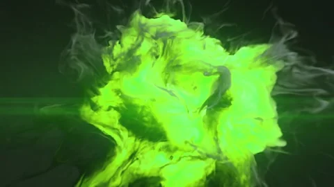 Bright neon explosion surrounded by swirls of smoke. 3d rendering loop animation Stock Footage 256015831