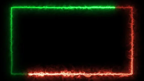 Bright neon fire red and green effect rectangle frame Loop background. Anim.. Stock Footage 291942850