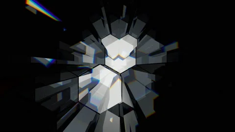 Bright neon flashes of abstract polygons and planes on a black background. Stock Footage 124552974