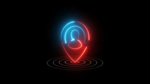 Bright Neon Geolocation Marker, User Tracking and Digital Map Icon for Apps.. Stock Footage 309041145