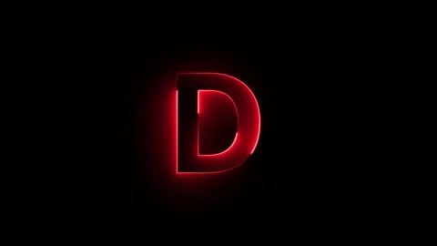 Bright neon glowing light blue pink letter D. Seamless looping animation on.. Stock Footage 312550776