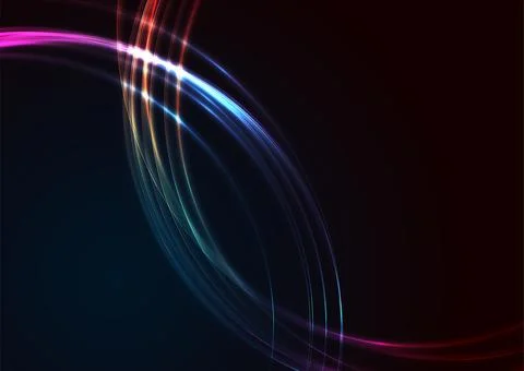 Bright neon glowing shiny waves abstract tech background Stock Illustration