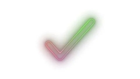 Bright Neon Glowing Simple Check Mark Animation, Vibrant Neon Glowing Simpl.. Stock Footage 308091293