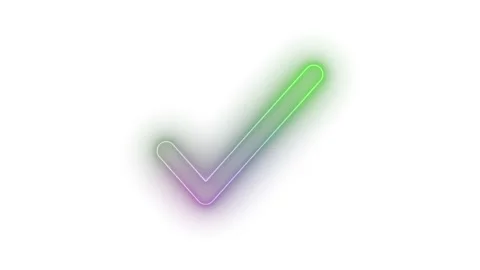 Bright Neon Glowing Simple Check Mark Animation, Vibrant Neon Glowing Simpl.. Stock Footage 308091296