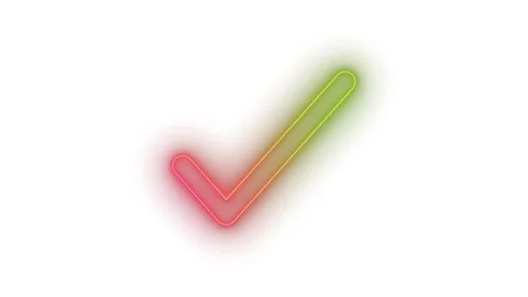 Bright Neon Glowing Simple Check Mark Animation, Vibrant Neon Glowing Simpl.. Stock Footage 308091305