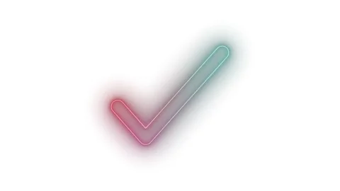 Bright Neon Glowing Simple Check Mark Animation, Vibrant Neon Glowing Simpl.. Stock Footage 308091307