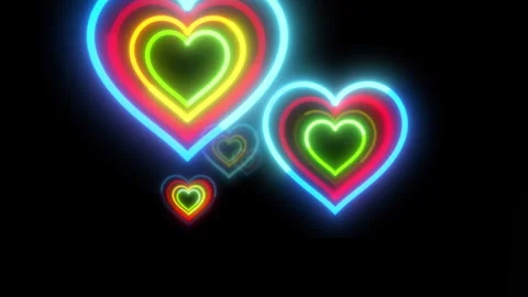 Bright Neon Hearts VJ Loop for Valentines Day Stock Footage 260707064