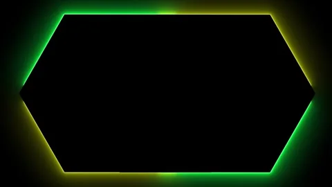 Bright Neon Hexagon Border Overlay in Green and Yellow Stock Footage 318657704