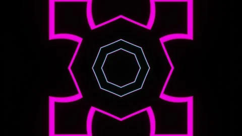 A bright neon kaleidoscope pattern disco background in a seamless loop. Stock Footage 288321849