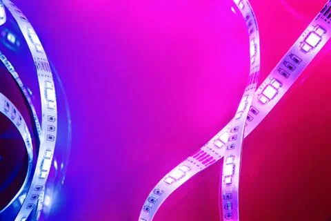 Bright neon LED strip glows Stock Photos