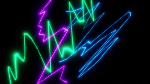 Bright neon lighting angular lines Stock Footage 308751792