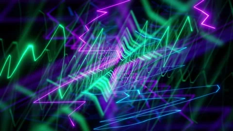 Bright neon lighting angular lines Stock Footage 308751899