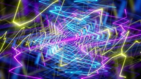 Bright neon lighting angular lines Stock Footage 308752115
