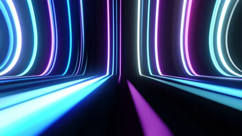 Bright neon lines on a black background Stock Footage 257861529