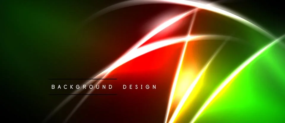 Bright neon lines create abstract design. Vivid colors blend, forming dynamic Illustrazione stock