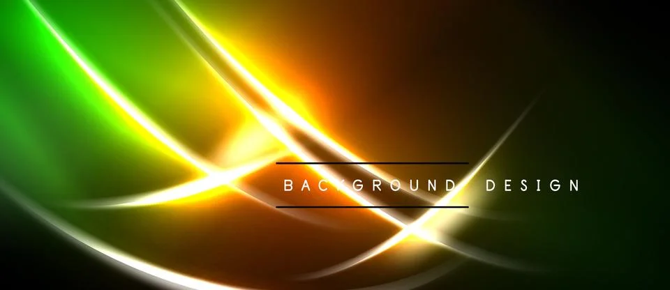 Bright neon lines create abstract background. Vivid green, orange, yellow hue Stock Illustration