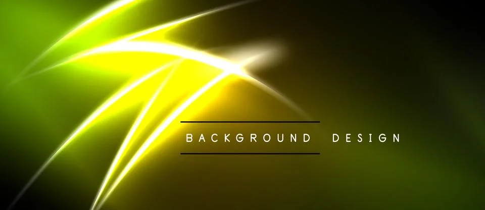 Bright neon lines create abstract design. Yellow, green gradients dominate da Stock Illustration