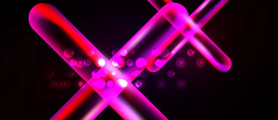 Bright neon lines intersect, creating dynamic abstract composition. Circles a Ilustración de archivo