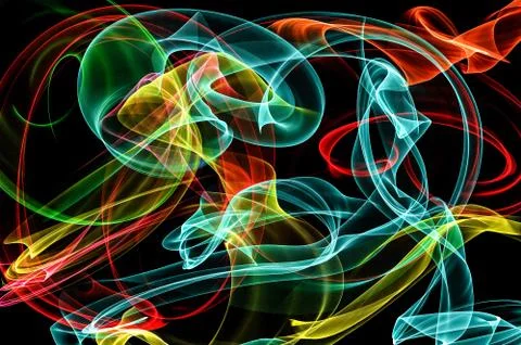 Bright neon lines over black background. Glowing neon pattern Stock Illustration