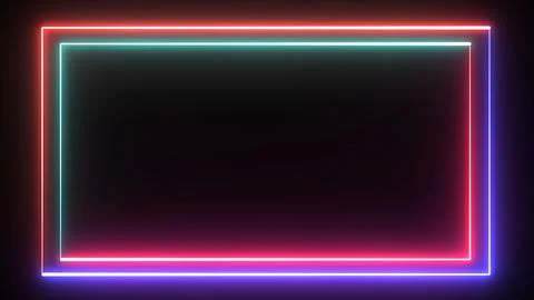 Bright neon multicolor effect rectangle frame Loop background. Glowing abst.. Stock Illustration