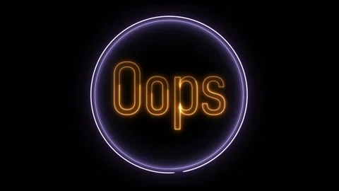 Bright neon 'oops' sign glowing inside circle on dark background, ideal for.. Stock Footage 309011552