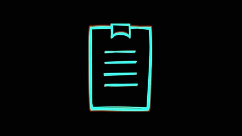 Bright neon paper document symbol drawn by hand in outline.Sloppy sketch Stock Footage 159581264