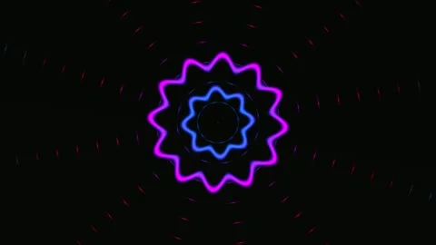 Bright neon pattern creates a visual effect with radial Stock Footage 338299273
