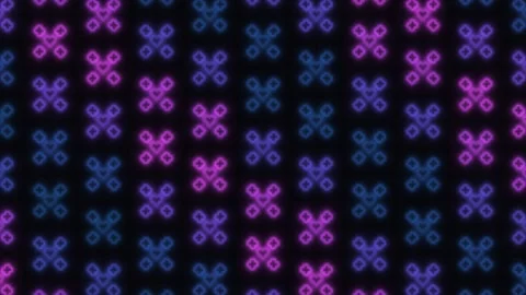 Bright neon patterns in various colors on dark background Stock Footage 338294741