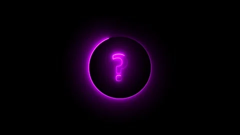 Bright Neon question mark icon. problem sign and ask icon. 4k on black back.. Stock Footage 308016868