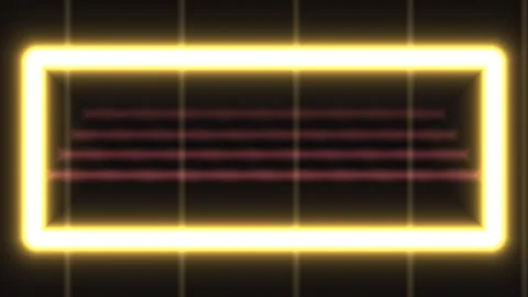 Bright neon rectangle glowing with lines in dark background Stock Footage 339334498