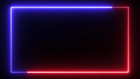 Bright neon red and blue effect rectangle frame Loop background Stock Footage 291942733