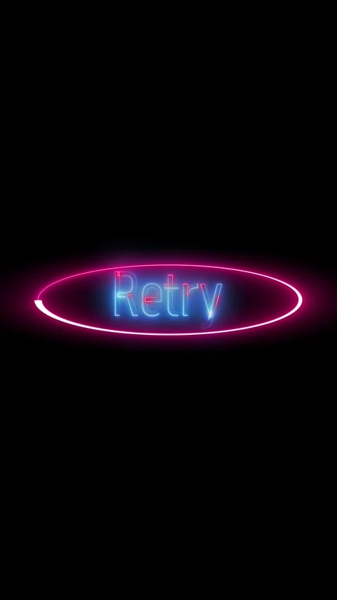 Bright neon retry text in oval frame animation vertical video. Animated neo.. Stock Footage 314932589