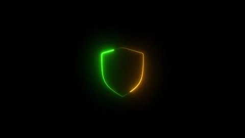 Bright neon security neon frame with tones on isolated black background. se.. Stock Footage 309300924