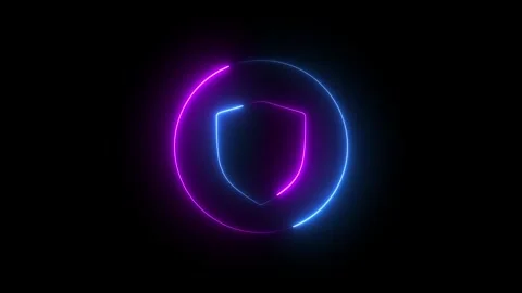 Bright neon security neon frame with tones on isolated Shield neon icon Neo.. Stock Footage 309300977