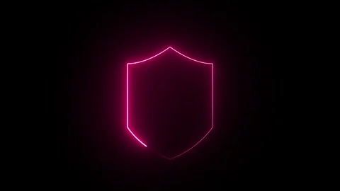 Bright neon security neon frame with tones on isolated Shield neon icon Neo.. Stockbeeldmateriaal 337831539