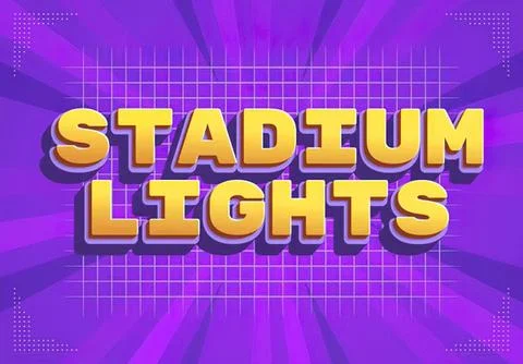 Bright neon stadium lights on vibrant purple background Stock Illustration