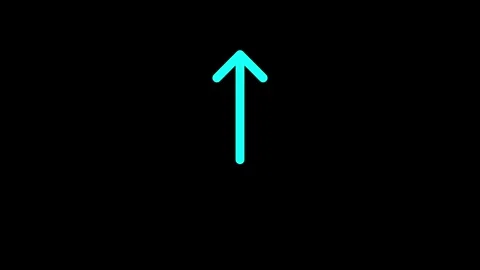 Bright neon white arrow going up on black background. Neon abstract directi.. Stock Footage 305301251