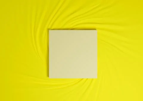Bright, neon yellow 3D rendering minimal product podium top view flat lay tex Stock Illustration