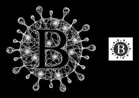 Bright Net Beta Coronavirus Mesh Icon with Constellation Nodes Illustrazione stock
