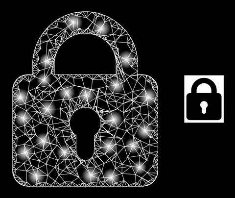 Bright Net Lock Mesh Icon with Sparkles イラスト素材