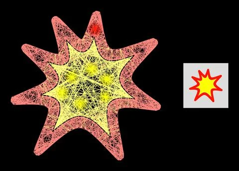 Bright Net Mesh Exploding Boom with Light Spots Stock Illustration