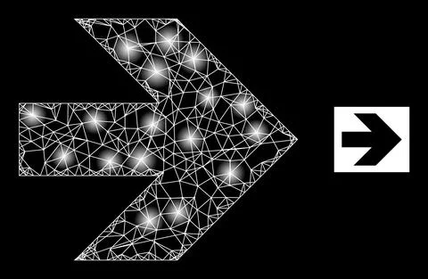 Bright Net Move Right Mesh Icon with Constellation Nodes Illustrazione stock