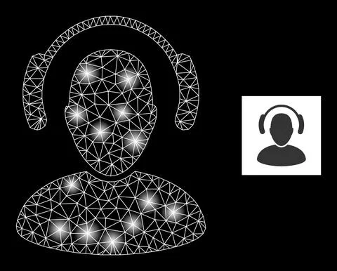 Bright Net Online Operator Icon with Glare Light Spots Illustrazione stock